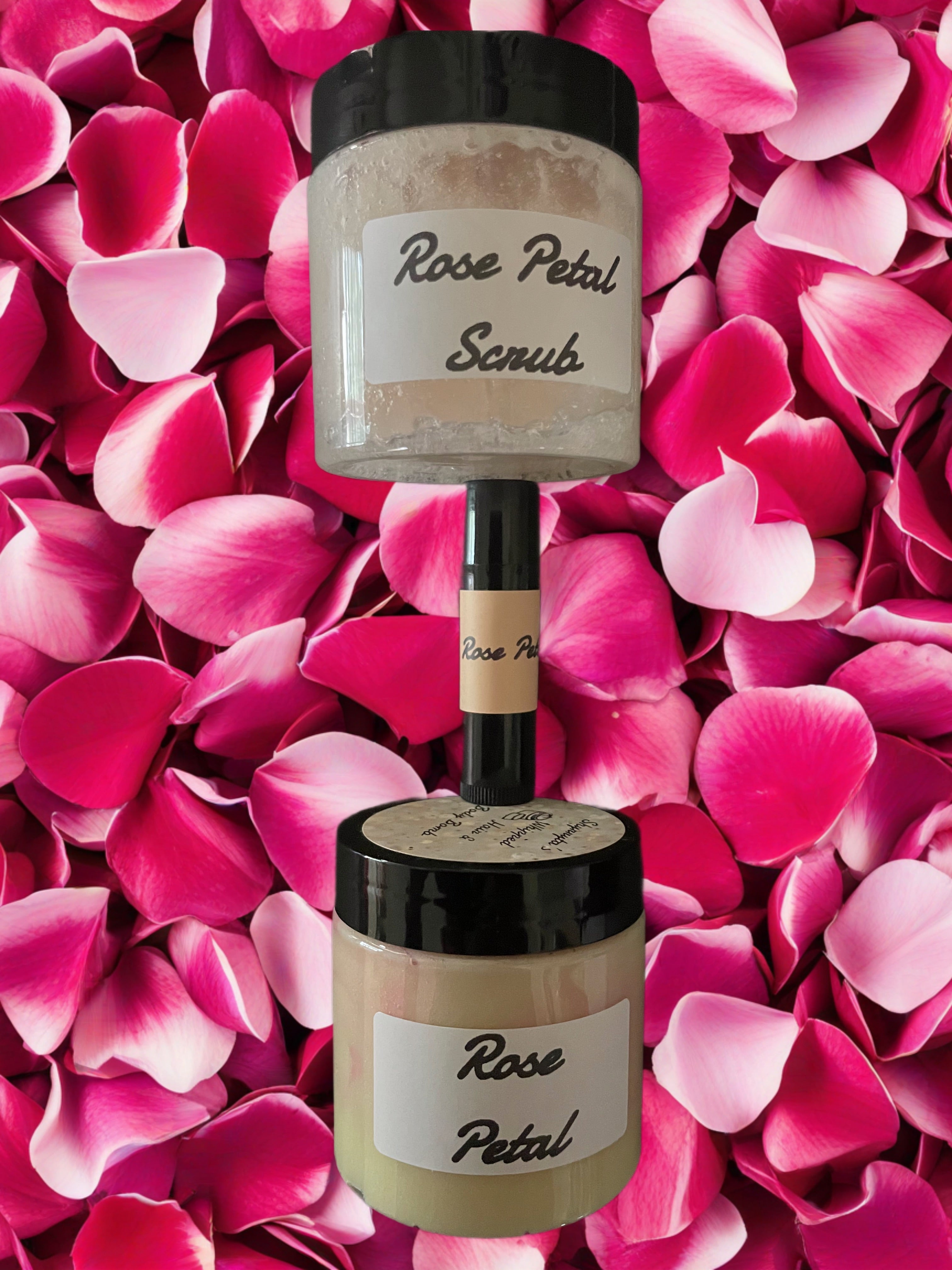 Rose-Petal Body and Hair Moisturizer, Body-Scrub, or Chapstick