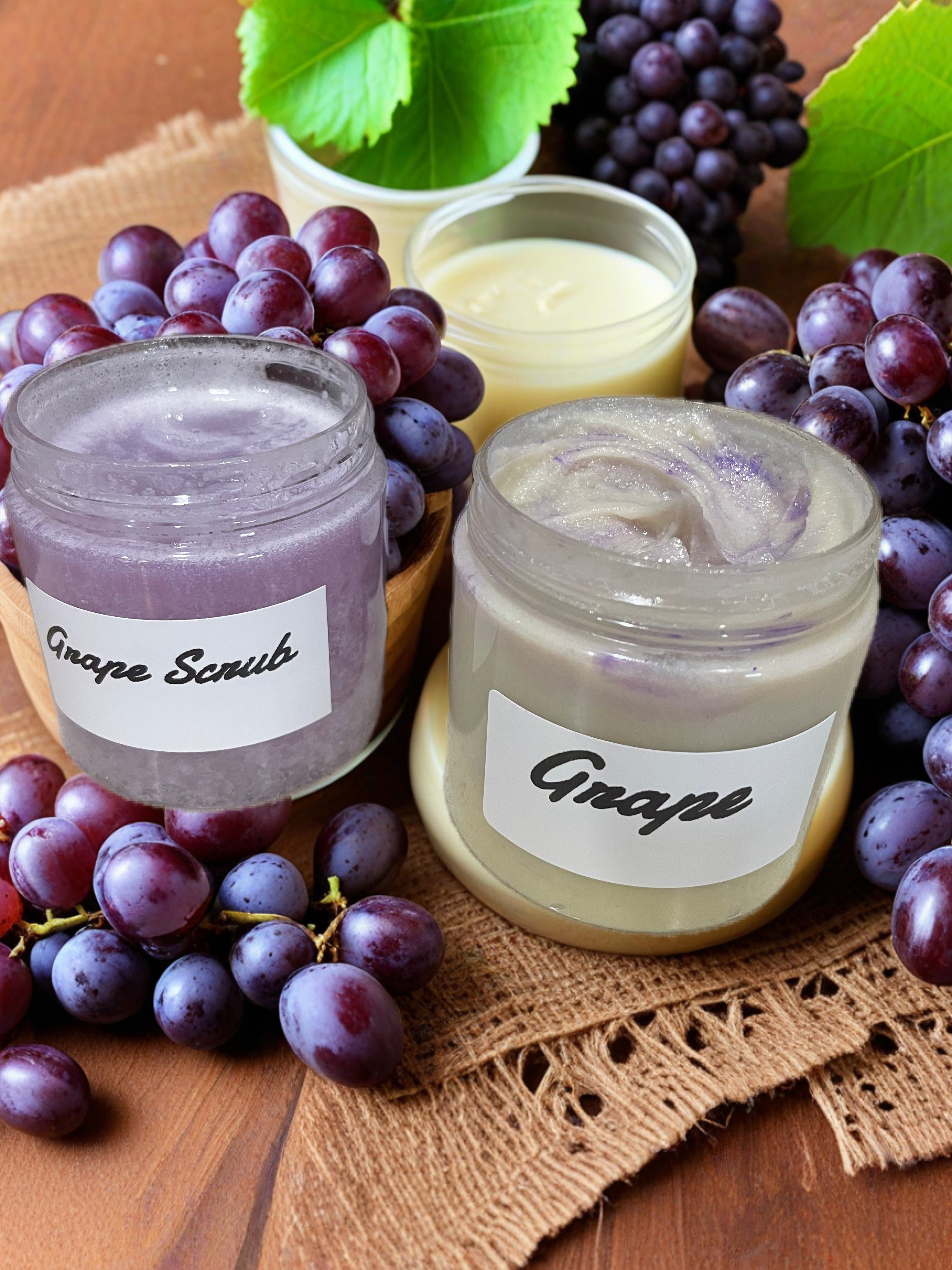 Grape Body and Hair Moisturizer, Body-Scrub, and Chapstick